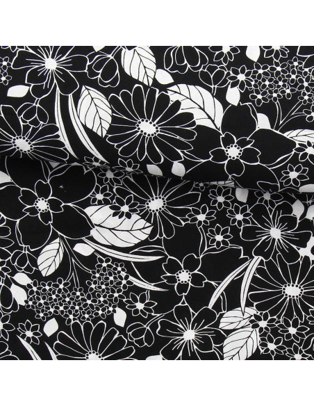 Tecido viscose fantasia - Joelle preto e branco
