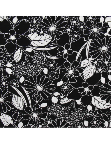 Tecido viscose fantasia - Joelle preto e branco