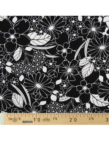 Tecido viscose fantasia - Joelle preto e branco
