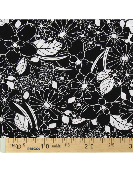 Tecido viscose fantasia - Joelle preto e branco