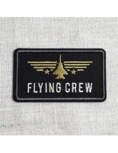 Emblema termocolante Flying Crew avião - Preto e dourado
