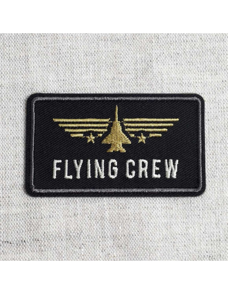 Emblema termocolante Flying Crew avião - Preto e dourado