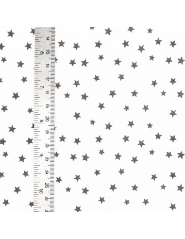 Tecido popeline de algodão fantasia - Estrela taupe