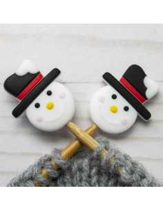 Tampões de malha para agulhas de tricô - Boneco de neve