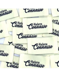 Conjunto de 5 etiquetas tecidas para costurar Madame Connasse - Creme