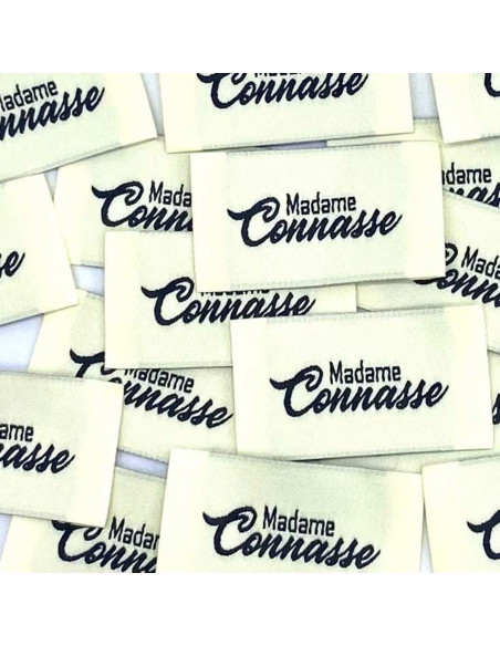 Conjunto de 5 etiquetas tecidas para costurar Madame Connasse - Creme
