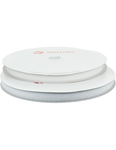 Rolo de 25 metros de adesivo branco da marca VELCRO® com 20 mm de largura