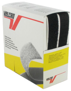 Adesivo preto da marca VELCRO® com 20 mm de largura, caixa de 5 metros