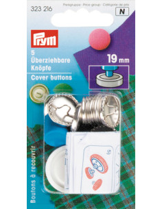 Caixa com 5 botões para cobrir com ferramenta de 19 mm