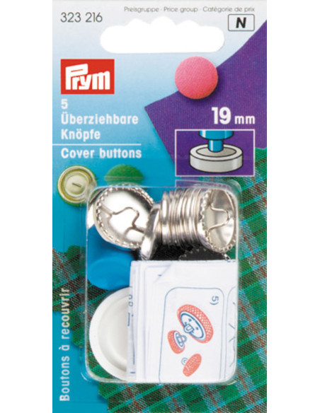 Caixa com 5 botões para cobrir com ferramenta de 19 mm