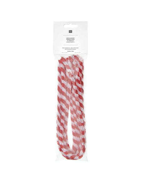 Fios chenille - Misto vermelho e branco