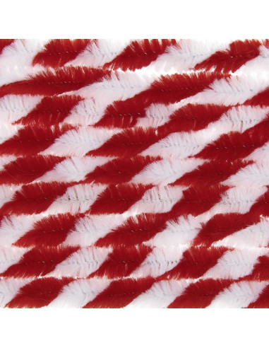 Fios chenille - Misto vermelho e branco