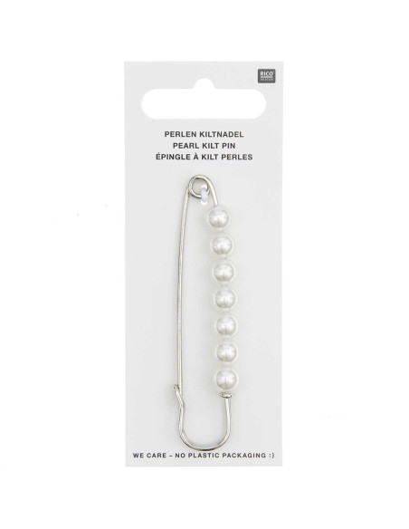 Alfinete de kilt 76 mm - Prata com pérolas