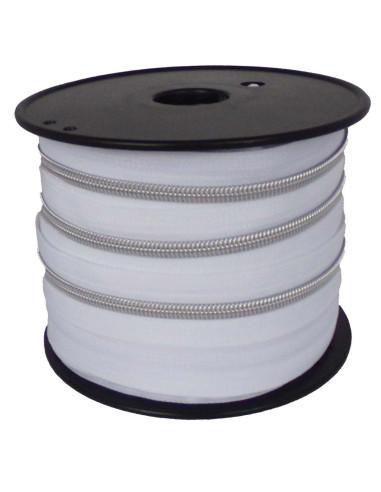 Fecho de nylon 5 mm lurex - Branco e prata