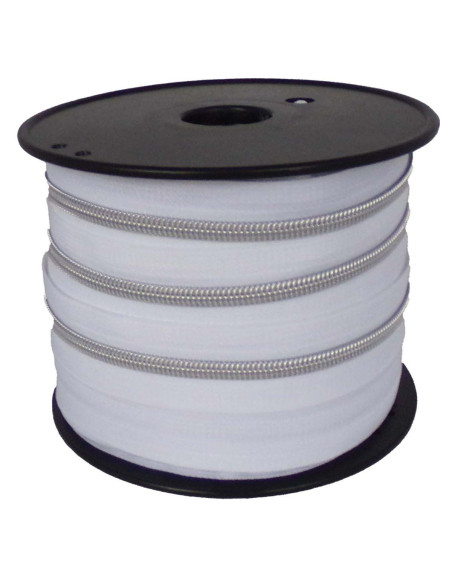 Fecho de nylon 5 mm lurex - Branco e prata