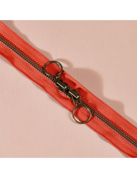 Fecho de correr duplo em latão Tangerine 60 cm - Atelier Brunette
