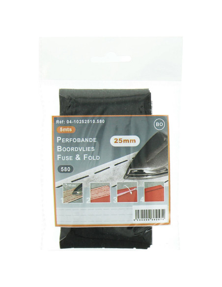 Entretela para borda rápida Perfobande 25 mm - Preto