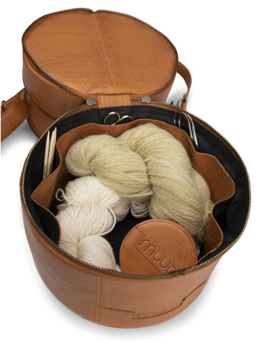 Saco de armazenamento em couro para tricô Muud Bturn - Whisky