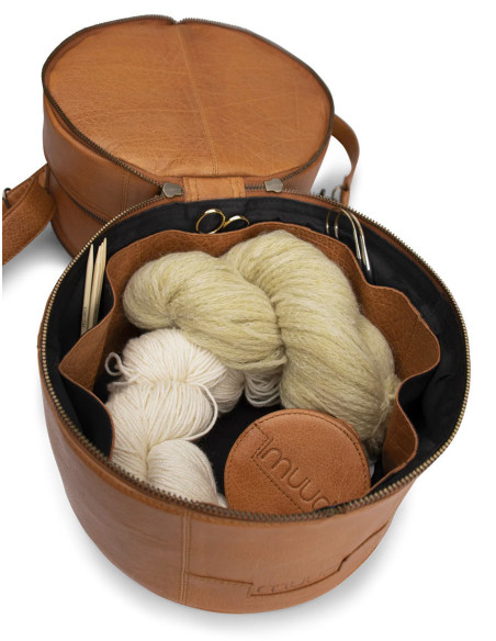 Saco de armazenamento em couro para tricô Muud Bturn - Whisky