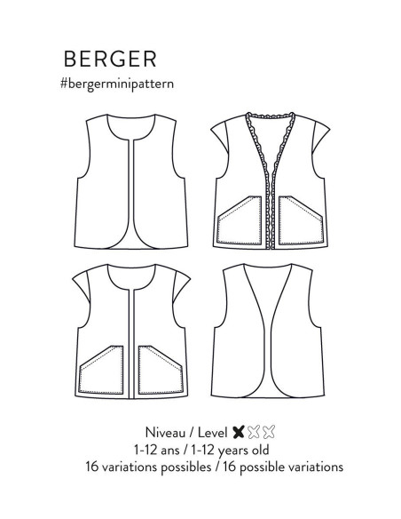 Padrão de colete ou casaco Berger Mini - Atelier Scämmit
