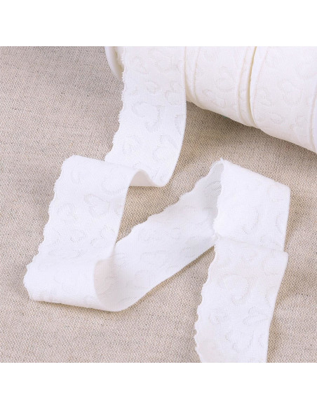 Elástico de lingerie estilo renda corações branco