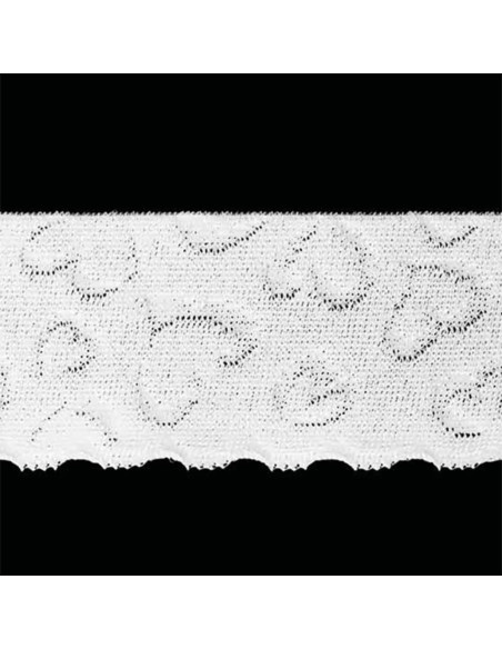 Elástico de lingerie estilo renda corações branco