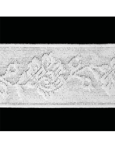 Elástico de lingerie estilo renda com flores brancas