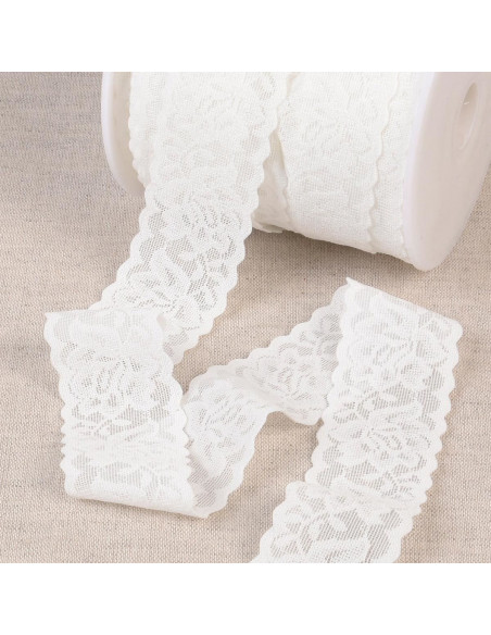 Elástico de lingerie estilo renda com grandes flores brancas