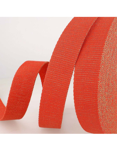 Alça de bolsa lurex - Vermelho e dourado