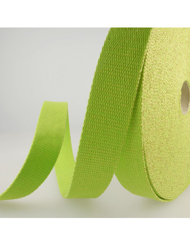 Alça de bolsa lurex - Verde maçã e dourado