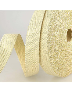 Alça de bolsa lurex - Cru e dourado