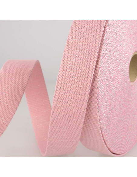 Alça de bolsa lurex - Rosa e prata