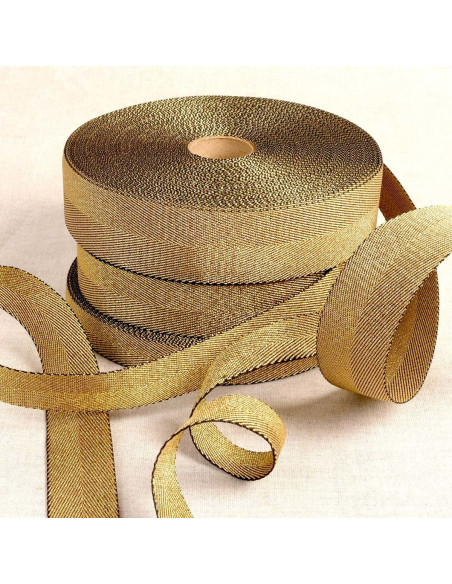 Alça de bolsa metálica - Ouro com borda preta