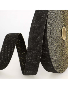 Alça de bolsa lurex - Preto e dourado