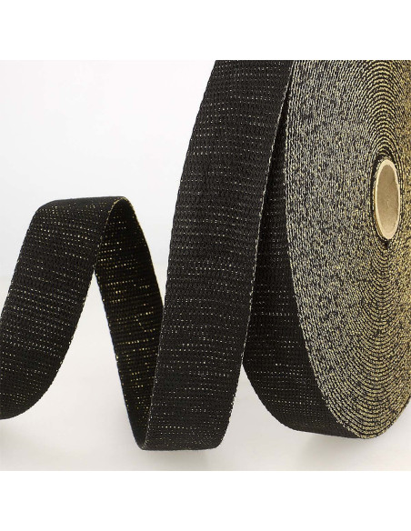 Alça de bolsa lurex - Preto e dourado