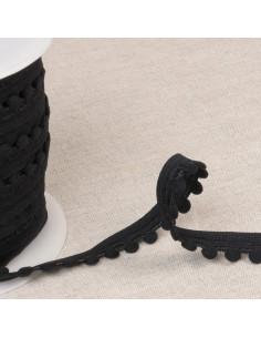 Elástico com pompons - Preto