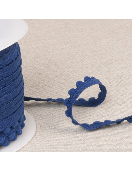 Elástico com pompons - Azul marinho
