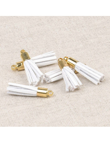 Conjunto de 6 mini pompons - Branco