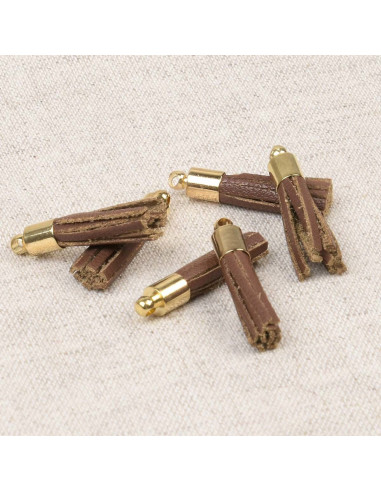 Conjunto de 6 mini pompons - Castanho