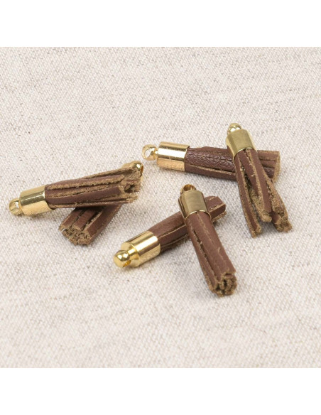 Conjunto de 6 mini pompons - Castanho
