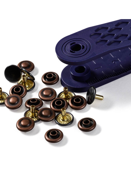 Caixa de 24 rebites de 9 mm com ferramenta - Bronze e Cobre