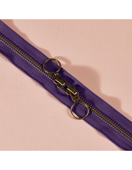 Fecho de correr duplo em latão Majestic Purple 60 cm - Atelier Brunette