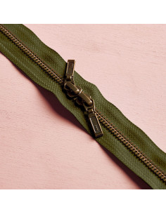 Fecho de correr duplo Latão e Ivy Green 40 cm - Atelier Brunette