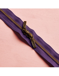 Fecho de correr duplo Latão e Majestic Purple 40 cm - Atelier Brunette