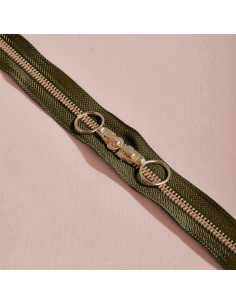 Fecho de correr duplo Gold e Ivy Green 40 cm - Atelier Brunette