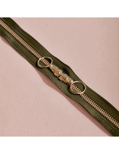 Fecho de correr duplo Gold e Ivy Green 40 cm - Atelier Brunette