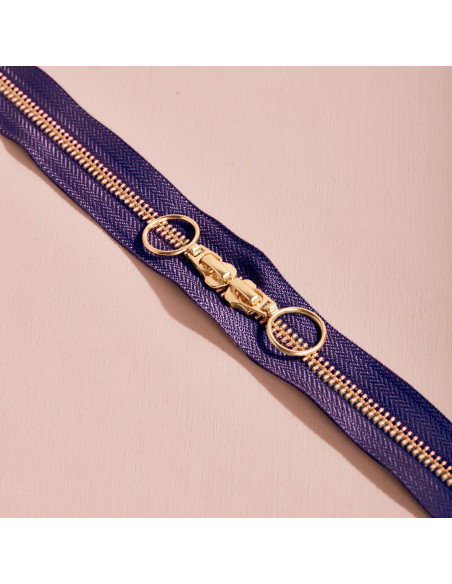 Fecho de correr duplo Gold e Majestic Purple 40 cm - Atelier Brunette