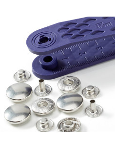 Caixa de 10 botões de pressão anorak Prata com ferramenta 15 mm 2