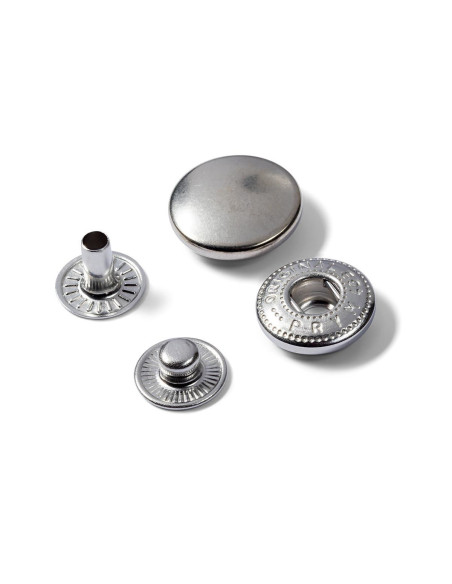 Caixa de 10 botões de pressão anorak Prata com ferramenta 15 mm
