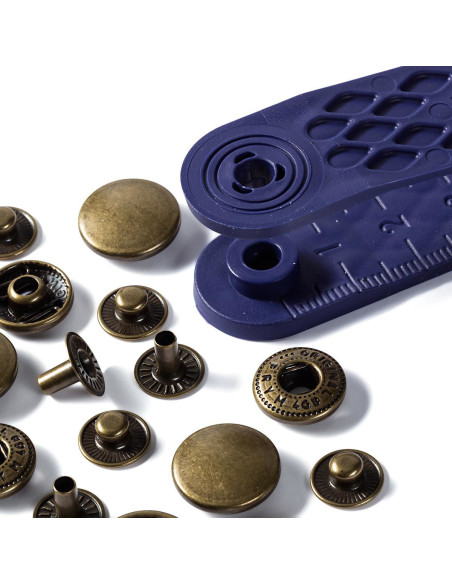 Caixa de 10 botões de pressão anorak Latão com ferramenta 15 mm
